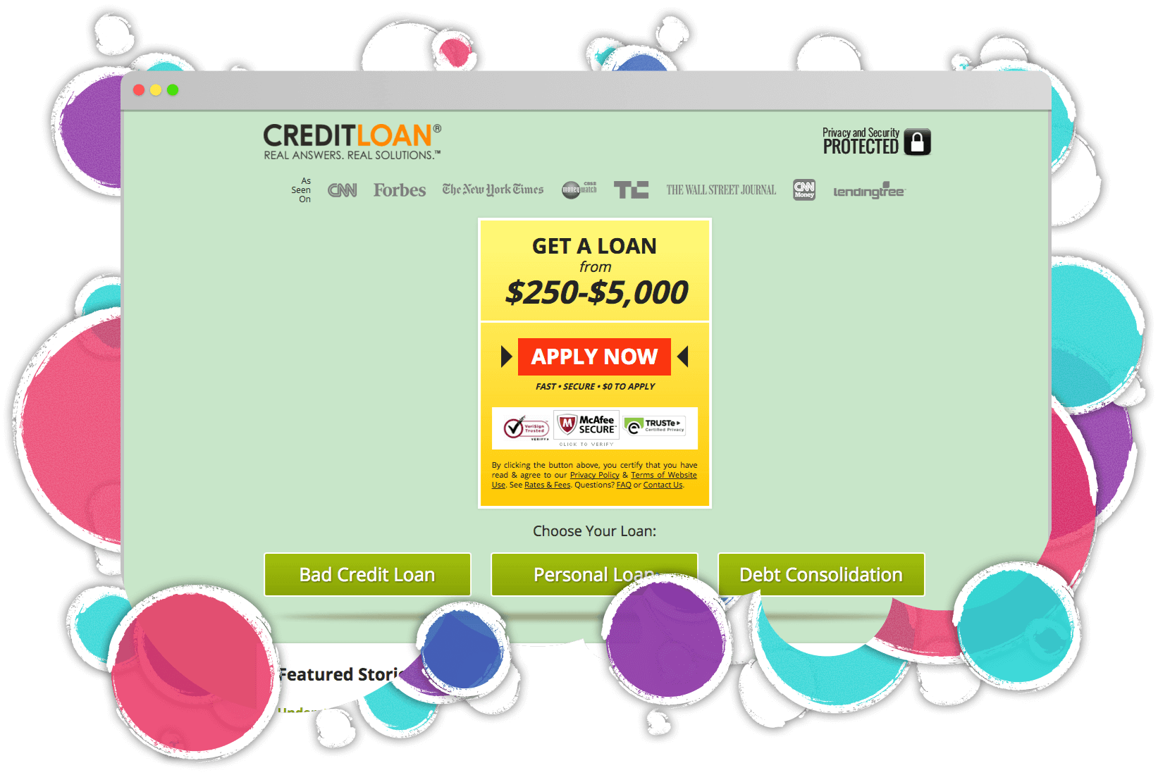 Creditloan before we began the project - dated and optimized to its max.