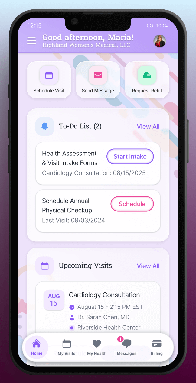 Patient portal mobile UI